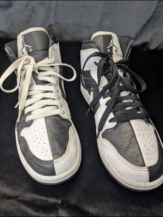 Sz 8M/9.5W Nike Jordans 1 Mid Split Black White Womens Mids Sneakers DR0501-101 - Picture 13 of 15
